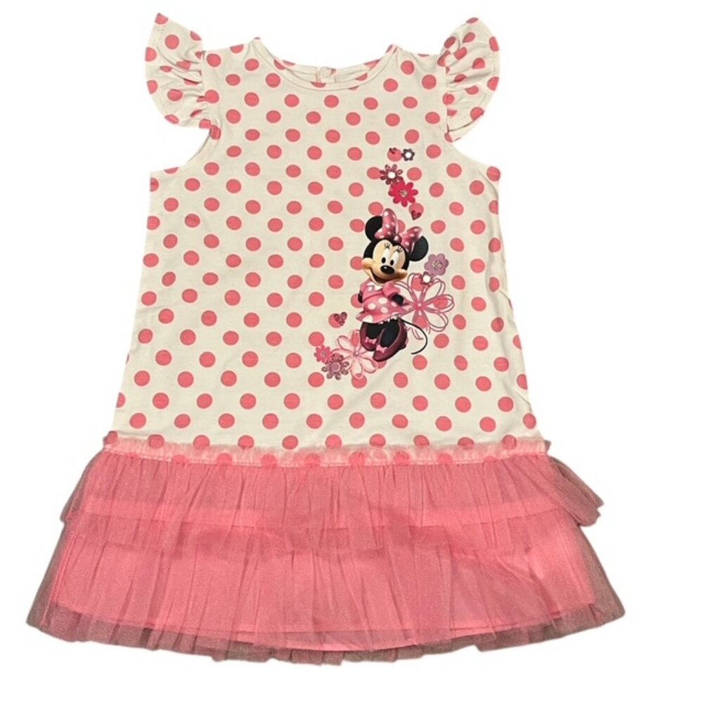 DISNEY Minnie Mouse Pink Polka Dot Dress Size 24M NWT